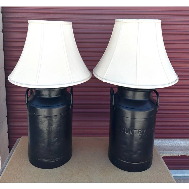 Vintage Milk Can Table Lamps-A Pair For Sale - Image 4 of 13