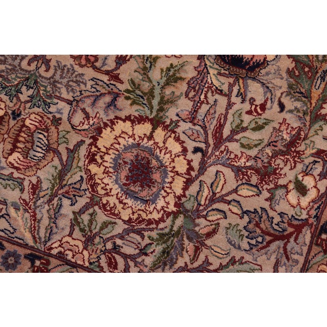 Floral Pak-Persian Taupe/Pink Wool Rug - 9'2'' X 12'7'' For Sale - Image 4 of 8