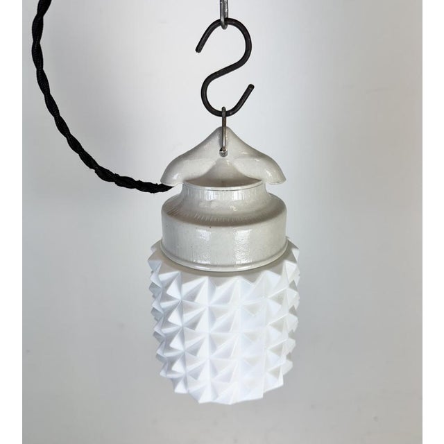 Vintage White Porcelain Pendant Light, 1970s For Sale - Image 6 of 15
