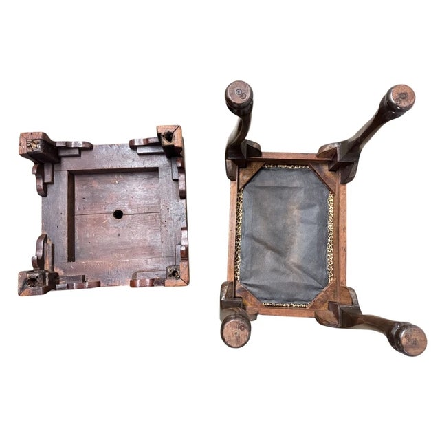 Traditional Antique Mahogany Leopard Print Animal Hide Stools - A Set For Sale - Image 3 of 18