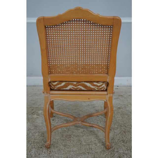 Pair French Louis XV Cane Back Upholstered Armchairs For Sale - Image 4 of 12