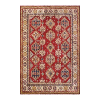 Southwestern Kazak Red/Beige Wool Rug - 9'0''x12'1'' For Sale