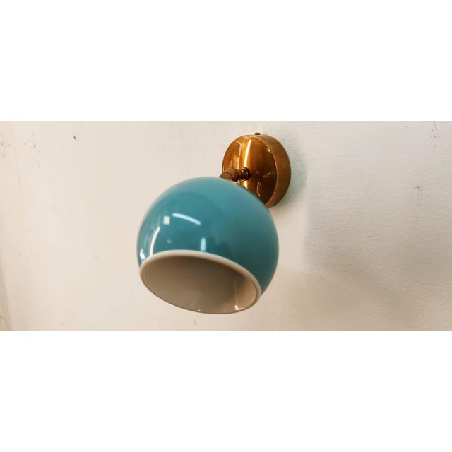 Adjustable Sconce with Blue Metal Dome For Sale - Image 5 of 16