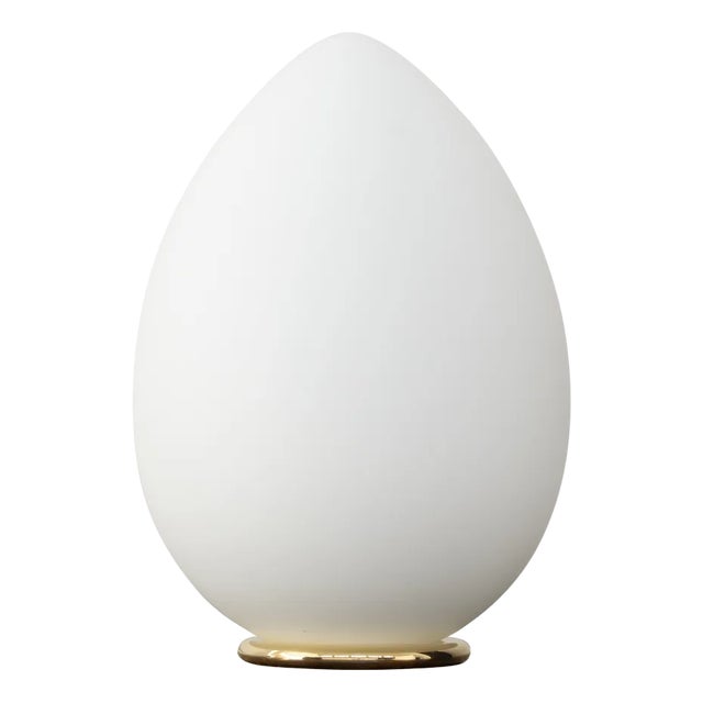 Large Vintage Table Lamp in Satin White Murano Glass Shape Form, Italy For Sale