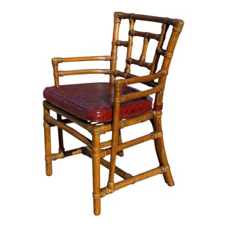 Vintage Boho Chic Rattan Bamboo Club Chair by McGuire San Francisco For Sale