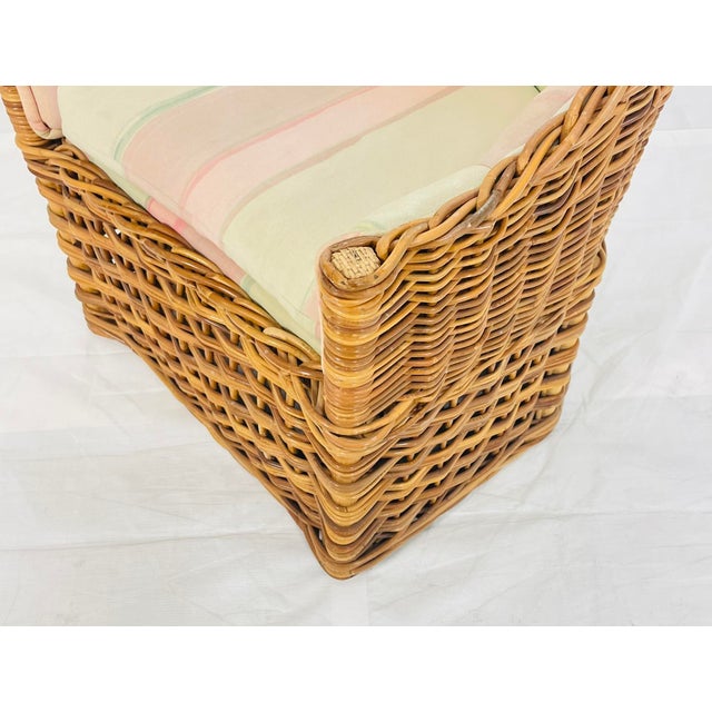 Brown 1980s Wicker Works Barrel Lounge Chair With Original Upholstery, Usa For Sale - Image 8 of 18