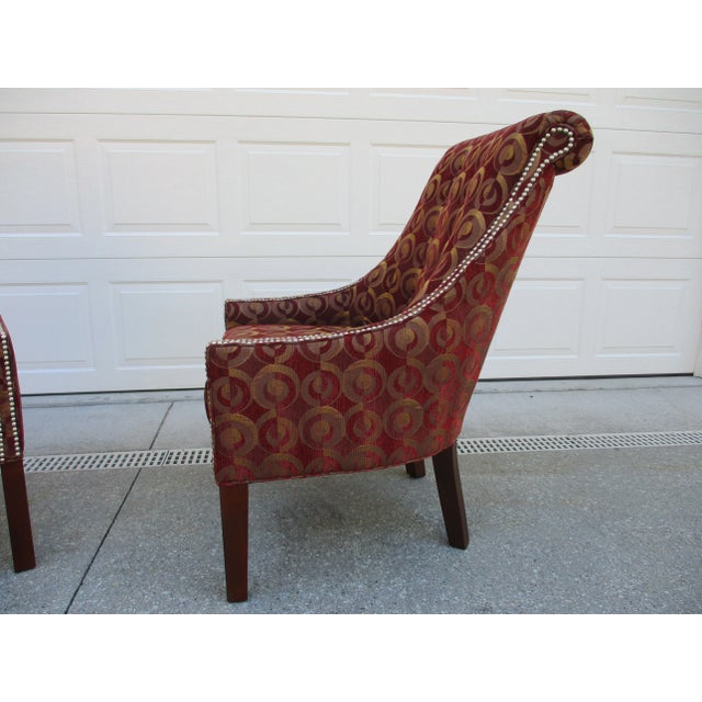 Contemporary Maroon Hekman Howard Miller Tufted Side Chairs For Sale - Image 3 of 12