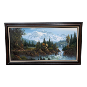 1970s Signed Mountain Landscape Oil Painting