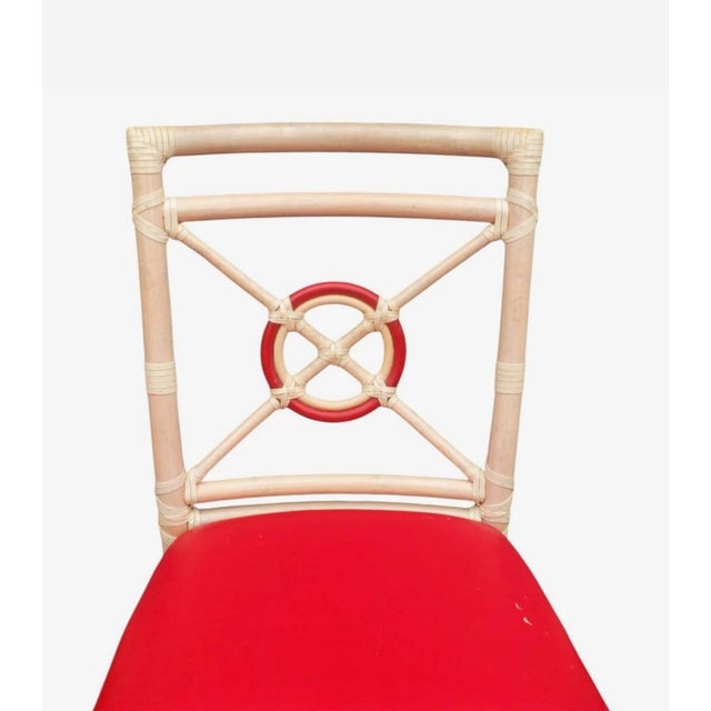 McGuire Set of Six McGuire Bamboo Target Back Dining Chairs For Sale - Image 4 of 11