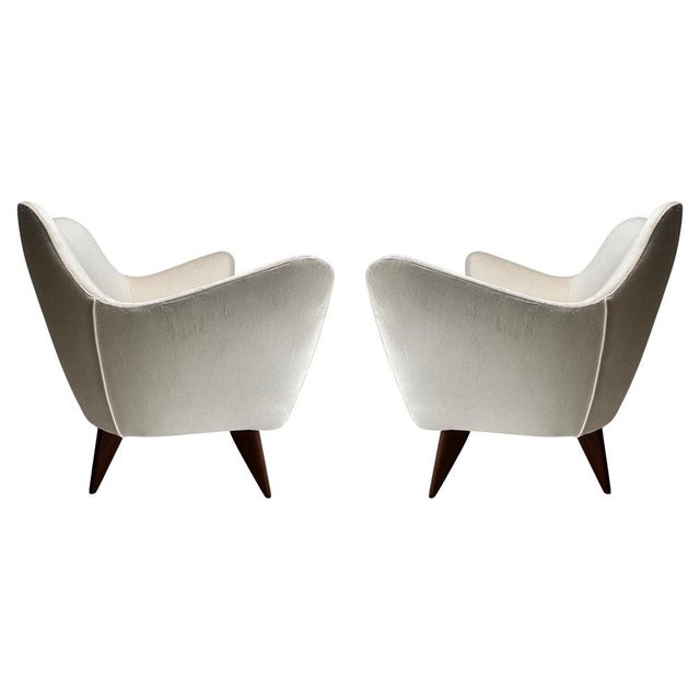 Set of Perla Armchairs in Wood & White Fabric attributed to Guglielmo Veronesi, Isa, Italy, 1950s For Sale - Image 10 of 10