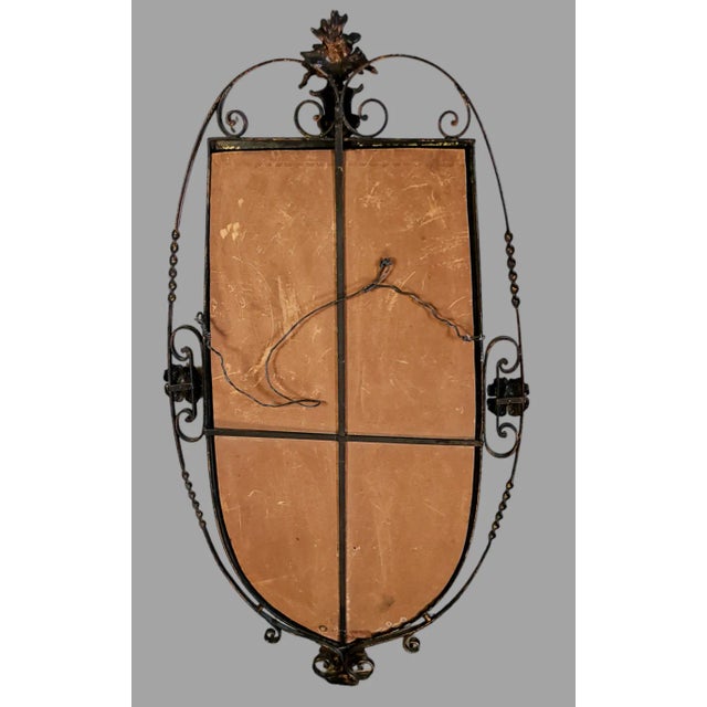 Auburn Antique Italian Bronzed Ornate Floral Urn Metal Frame Florentine Painted Venetian Velvet Fabric Wall Hanging Art For Sale - Image 8 of 11