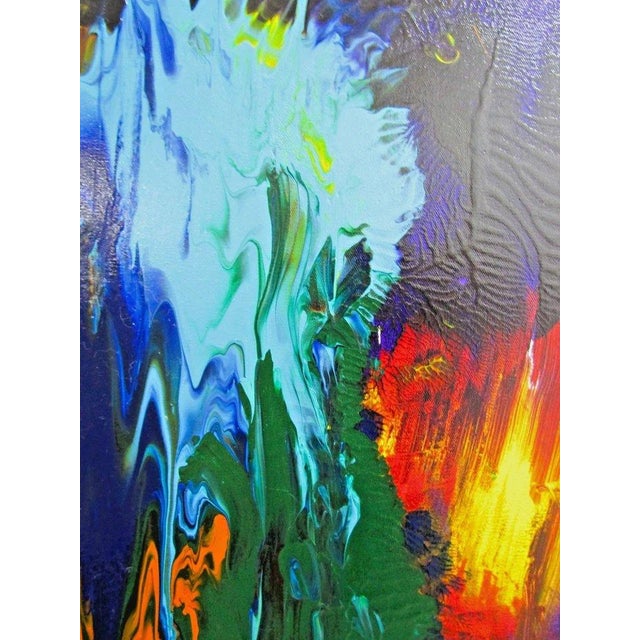 Textile Artist Mark Adler Original Abstract Acrylic Dynamic Dripping Painting on Canvas For Sale - Image 7 of 8