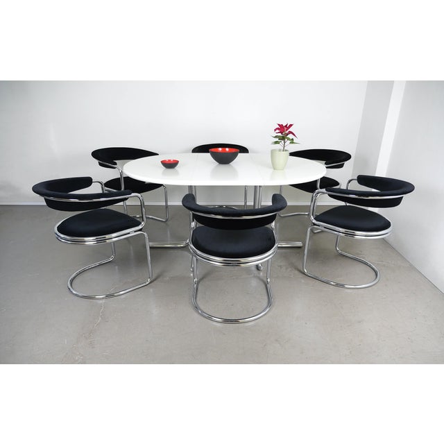 Round Extendable Table and Cantilever Chairs from Läsko, Germany, 1970s, Set of 7 For Sale - Image 4 of 18