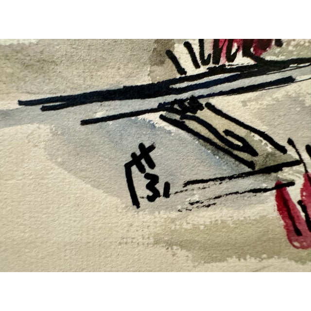 1930s Henry Emil Salloch Original Watercolor on Paper Rural Landscape Scene, 1931. For Sale - Image 5 of 7