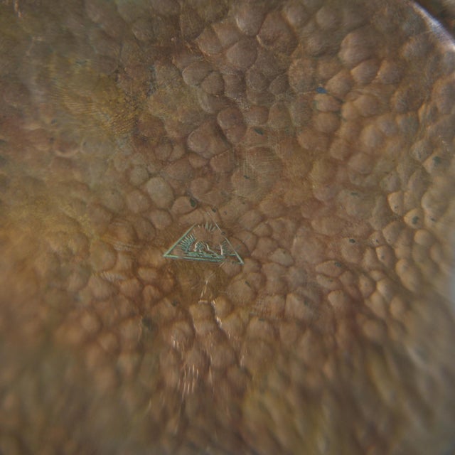 1910s Antique Arts & Crafts Hammered Copper Center Bowl with Maker Stamp 1910 For Sale - Image 5 of 7