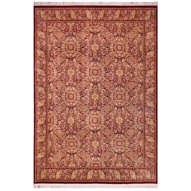 Floral 1990's Pak-Persian Red/Red Wool Rug - 9'1'' X 12'3'' For Sale - Image 9 of 9
