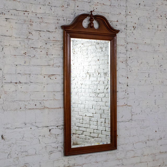 Chippendale Mid to Late 20th Century Chippendale Style Wall Mirror Rectangular With Arched Carved Pediment Top For Sale - Image 3 of 18