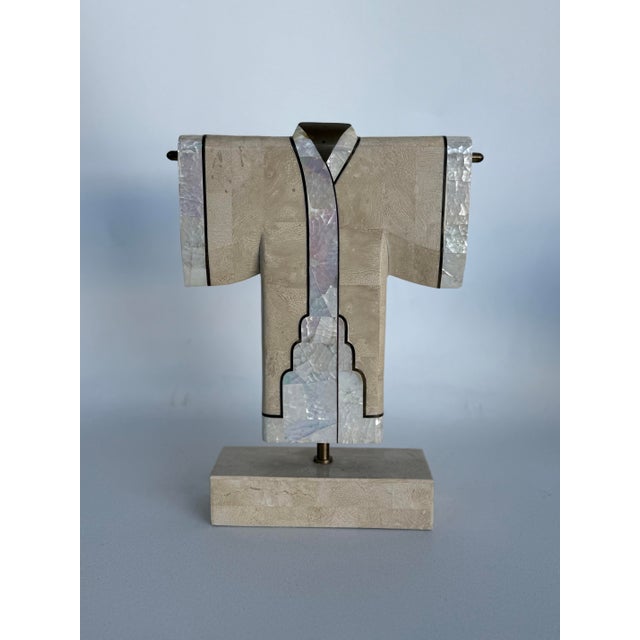 Vintage 1980's Tessellated Stone & Brass Decorative Kimono Sculpture by Maitland Smith For Sale - Image 9 of 11