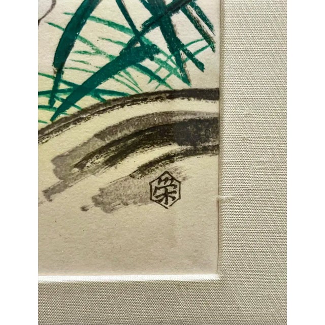 Japanese Paintings of Cranes, Ink and Tempera in Gilt Wood Frames, a Pair For Sale - Image 13 of 13