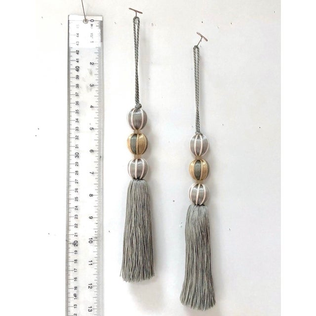 Beaded Satin Key Tassel in Color- Bluestone For Sale - Image 4 of 12