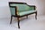 French Empire Style Curved Walnut Settee With Dolphin Arms, New Green Silk For Sale - Image 4 of 13