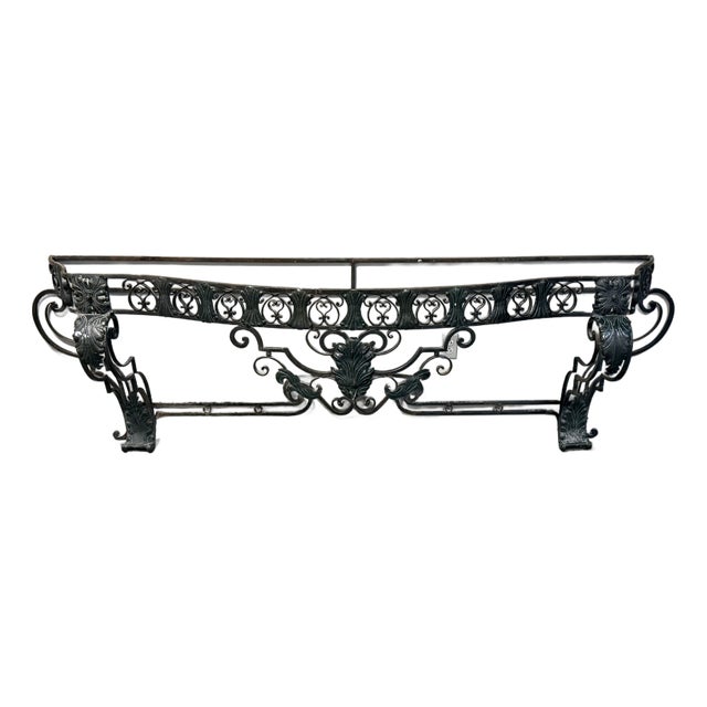 Early 20th Century Art Deco Ornate Wrought Iron Console Table For Sale