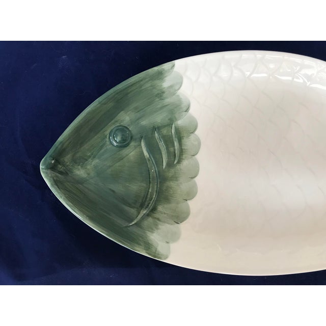 White and Green Ceramic Fish Serving Platter Chairish