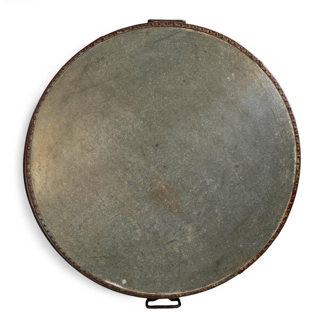 Large Vintage Industrial Farmhouse Iron Round Tray For Sale In Los Angeles - Image 6 of 9