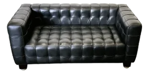 Vintage Austtian Kubus Sofa in Black Leather by Josef Hoffmann for Wittmann, 1980s