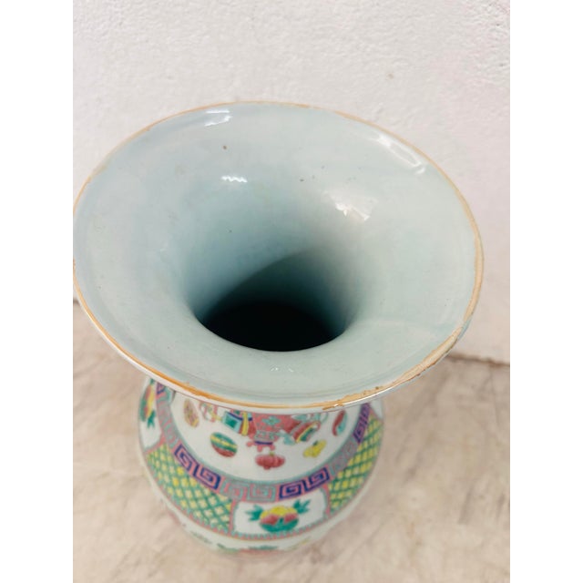Ceramic Large Vintage Chinoiserie Vase For Sale - Image 7 of 9