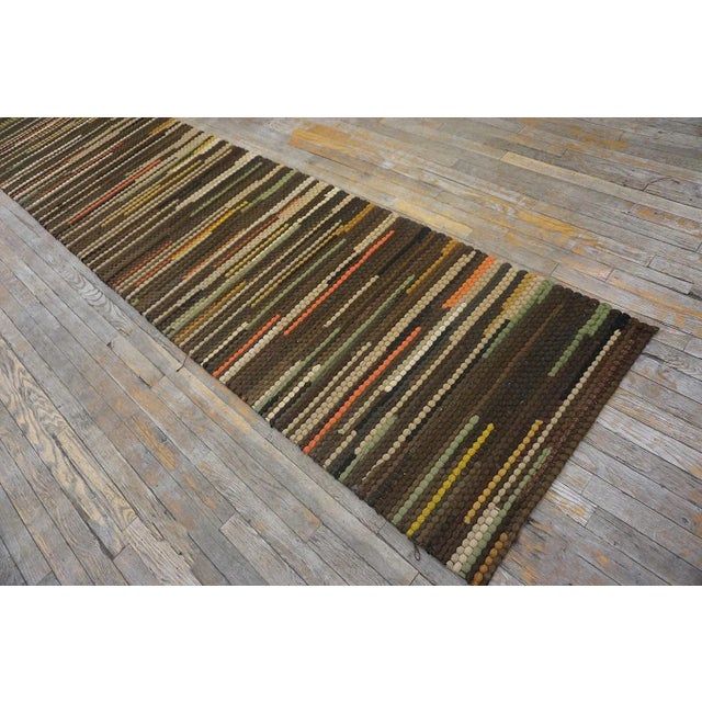 1930s Multicolor Stripe Folk Art Antique American Braided Rug 2'9'' X 13' Wool Carpet Runner For Sale - Image 10 of 15
