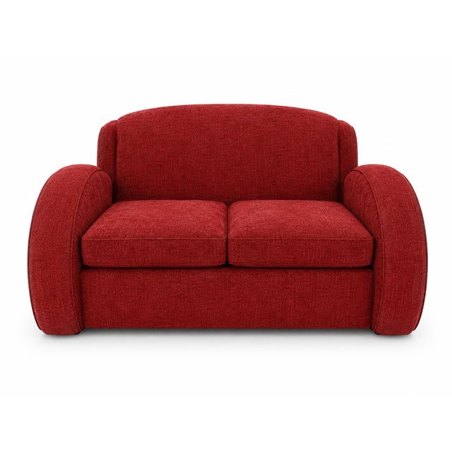 1930s Art Deco French Living Room Set Red Chenille For Sale - Image 5 of 7