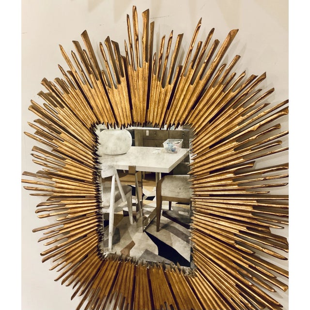 Contemporary Gold Soliel Sunburnt Wall Mirror For Sale - Image 4 of 5