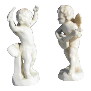Pair of German Porcelain Putti Musicians - a Pair of 2