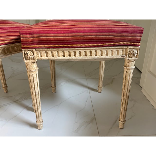 Wood Late 19th Century Louis XVI Style Painted Lyre Back Chairs - A Pair For Sale - Image 7 of 17