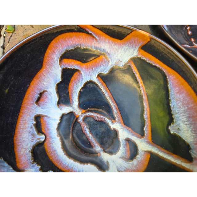 hand made pottery bowls with an amazing drip glaze. Set 4