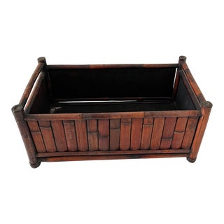 Large Bamboo Rattan Rectangular Planter For Sale