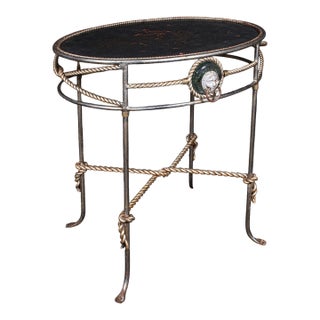 Vintage Oval Garden Table, French Cast Iron, Veranda, Porch, Serving, Occasional For Sale