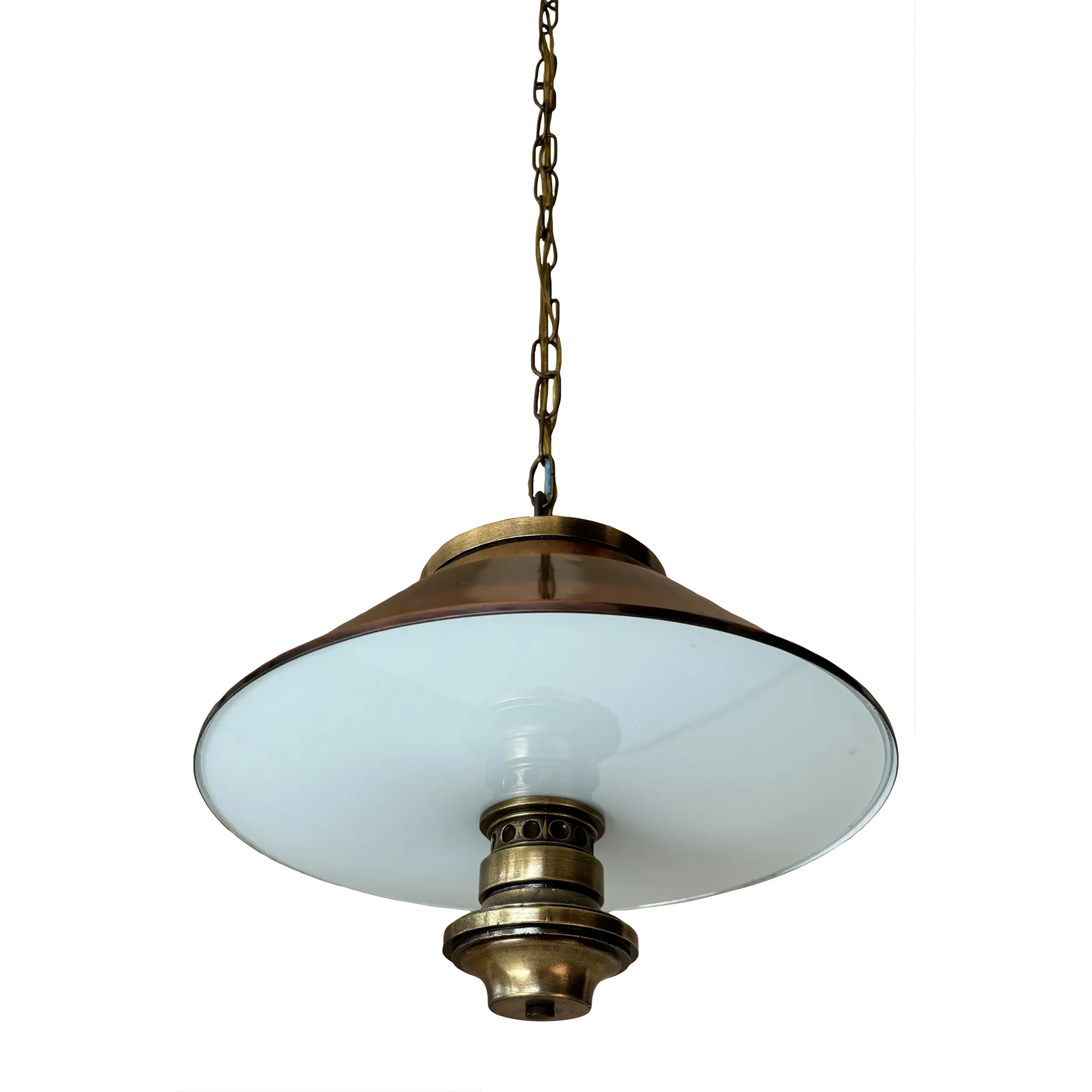Moe Light Copper Brass Glass Pendant Light Circa 1955 Thomas