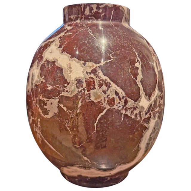 Red Pair of Red Marble Vases For Sale - Image 8 of 16