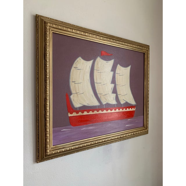 English Contemporary Impressionist Style Seascape Painting on Canvas, Framed For Sale - Image 3 of 4