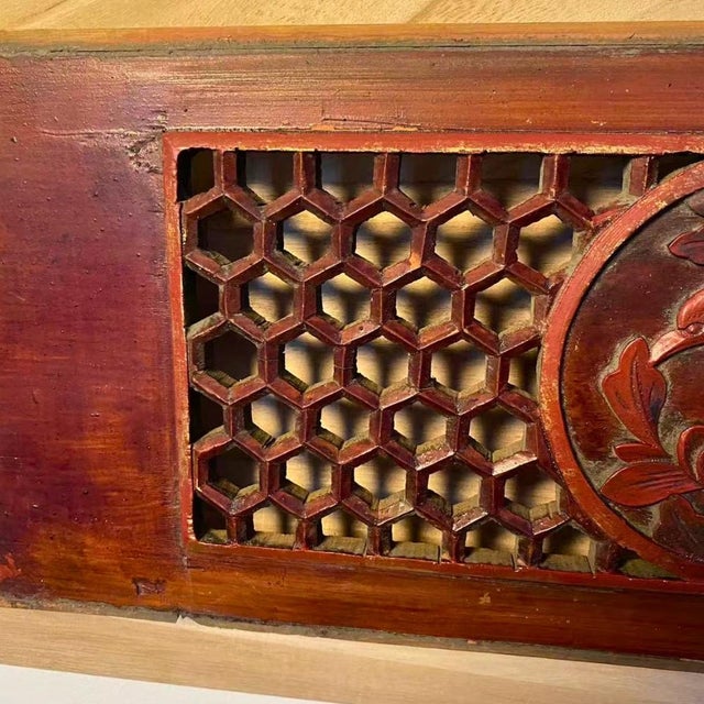 Red Sculptural Wall Object – Antique Chinese Giltwood Openwork Carved Panels, Pair For Sale - Image 8 of 11