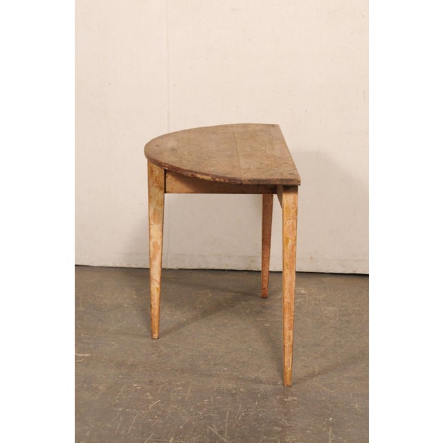 Early 20th Century Swedish Scraped Wood Demi-Lune Table For Sale - Image 4 of 11