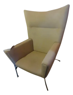 Carl Hansen & Son Ch445 Wing Lounge Chair in Beige Fabric