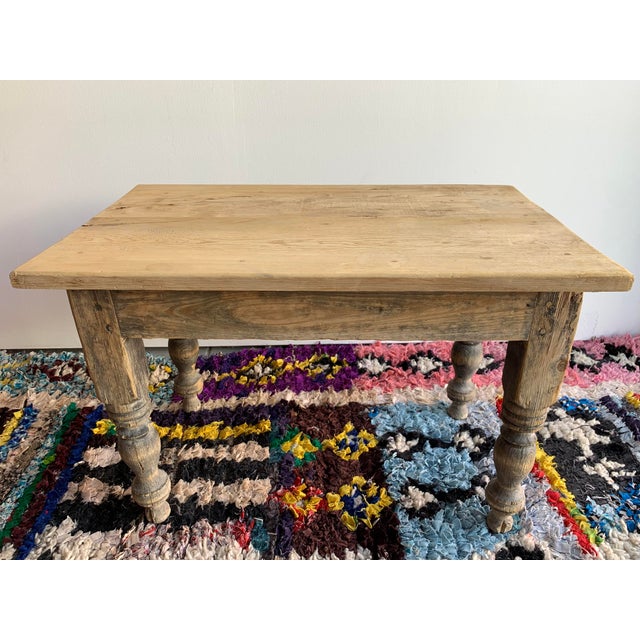 Late 19th Century Antique Rustic Pine Coffee Table with Turned Legs