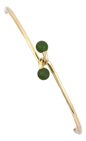 Tiffany & Co. Jade 14k Yellow Gold Wire Hook Bangle Bracelet