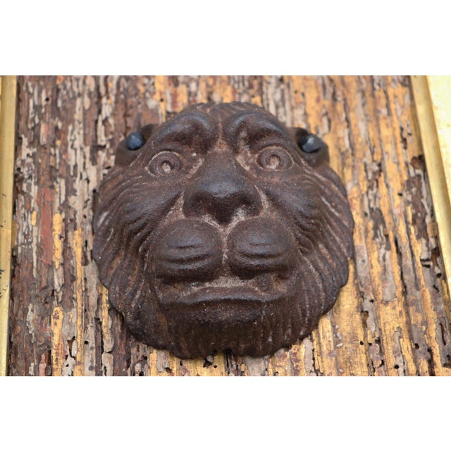 19th Century 19th Century French Cast-Iron Lion Head Mounted on a Gilt Board and Frame For Sale - Image 5 of 15