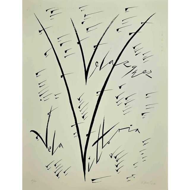 Modern Rafael Alberti, Letter V, Lithograph, 1972 For Sale - Image 3 of 3
