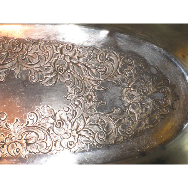Silver Dish Bowl Silverplate Derby Sliver Co. Art Nouveau Flowers Engraved For Sale - Image 8 of 16
