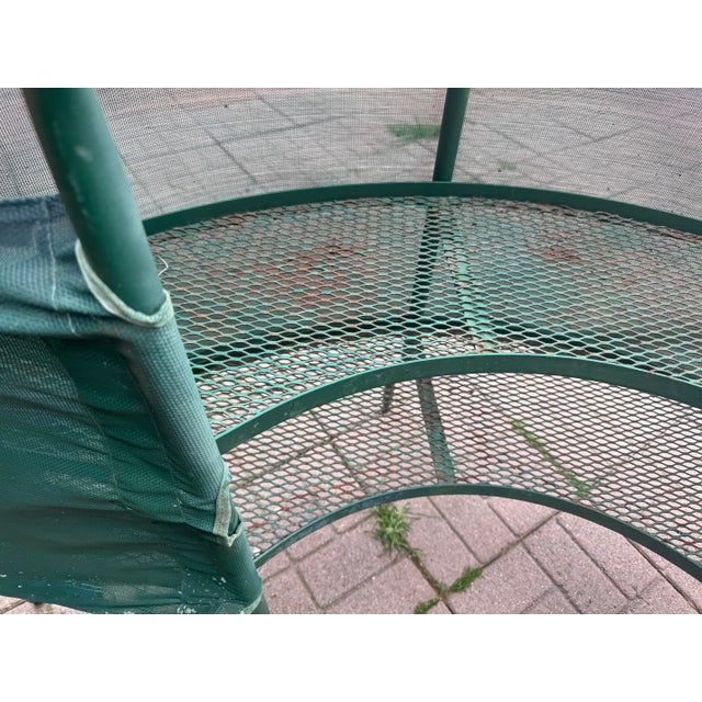 1970s Vintage Green Metal Mesh Outdoor Patio Table For Sale - Image 5 of 9
